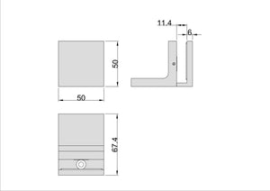 Stealth Wall to Glass 90 Degree Clamp with Leg and Cover Plate - Brushed Gun Metal