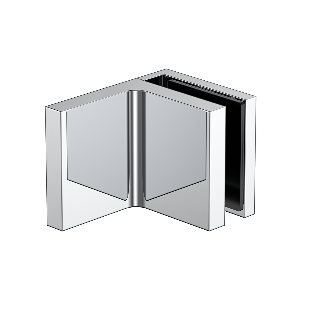 Stealth Wall to Glass 90 Degree Clamp with Leg and Cover Plate - Polished Chrome