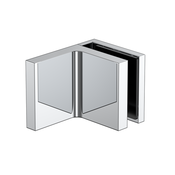 Stealth Wall to Glass 90 Degree Clamp with Leg and Cover Plate - Polished Chrome