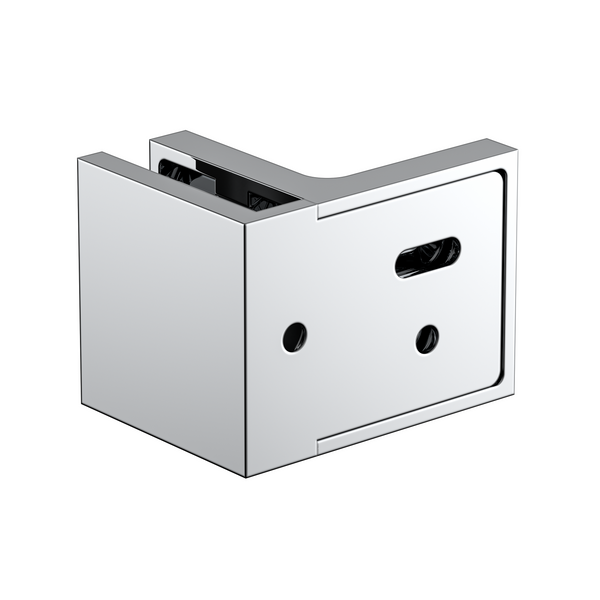 Stealth Wall to Glass 90 Degree Clamp with Leg and Cover Plate - Polished Chrome