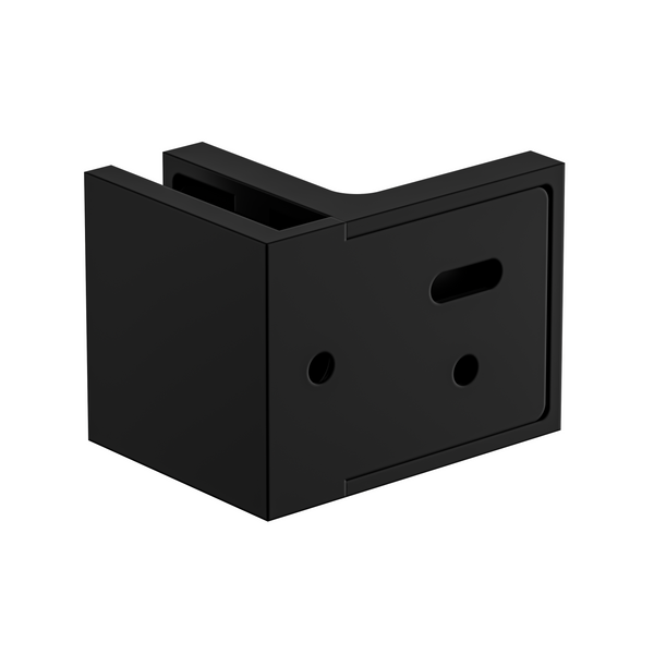 Stealth Wall to Glass 90 Degree Clamp with Leg and Cover Plate - Matte Black