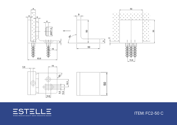 Stealth Wall to Glass 90 Degree Clamp with Leg and Cover Plate - White