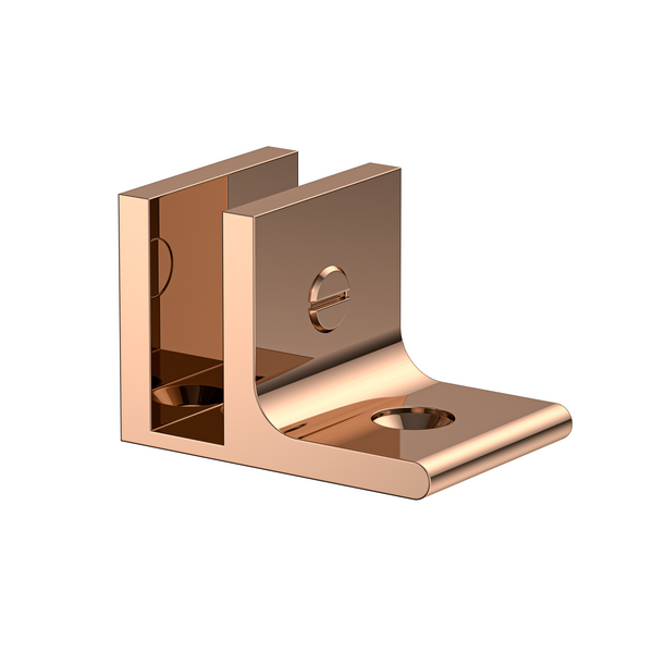 Boston Wall to 6 mm Glass 90 Degree Clamp with Leg Polished Rose Gold