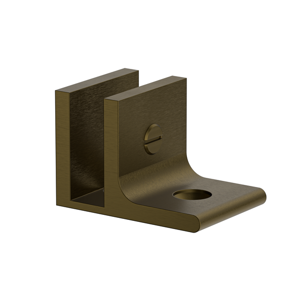 Boston Wall to Glass 90 Degree Clamp with Leg Antique Brass