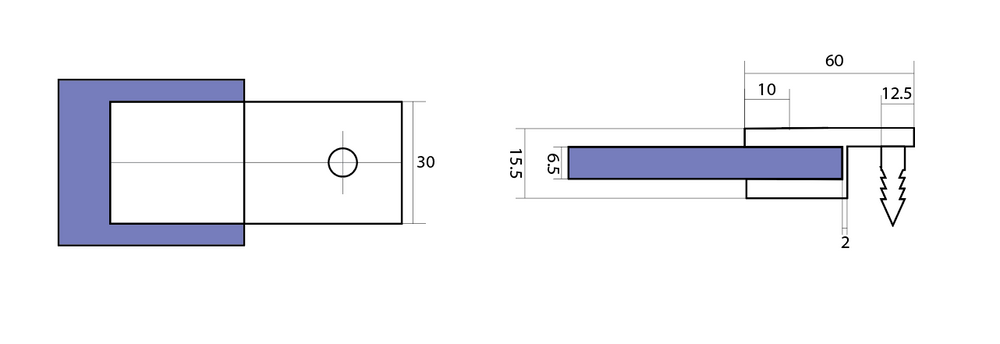 Wall to glass clamp white 12mm glass