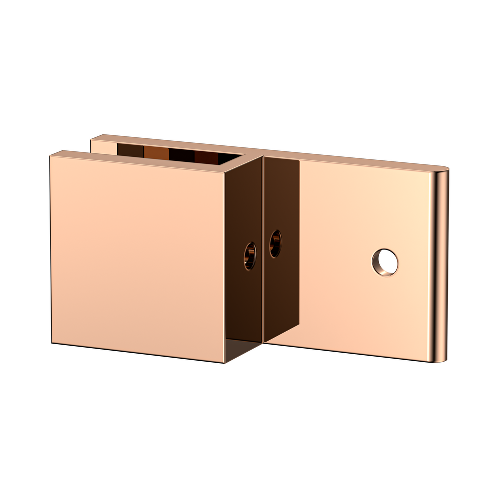 Boston Wall to Glass 180 Degree Clamp with Leg Polished Rose Gold