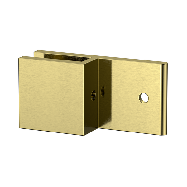 Boston Wall to 6mm Glass 180 Degree Clamp with Leg Raw Brushed Brass