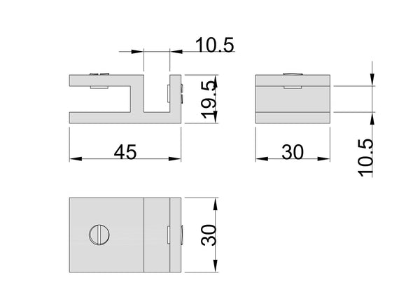 Boston Glass to Glass 90 Degree Clamp Brushed Brass