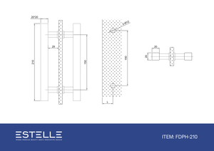 Square Double Pull Door Handle Ladder Style 210mm Raw Brushed Brass