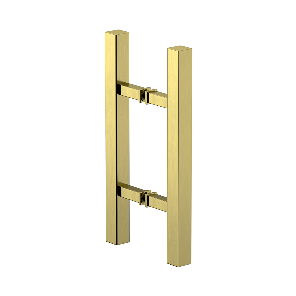 Square Double Pull Door Handle Ladder Style 310mm Raw Brushed Brass