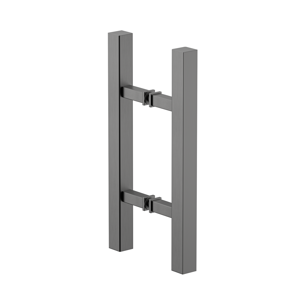 Square Double Pull Door Handle Ladder Style 310mm Brushed Gun Metal