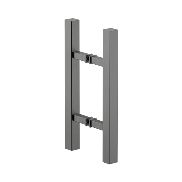 Square Double Pull Door Handle Ladder Style 310mm Brushed Gun Metal