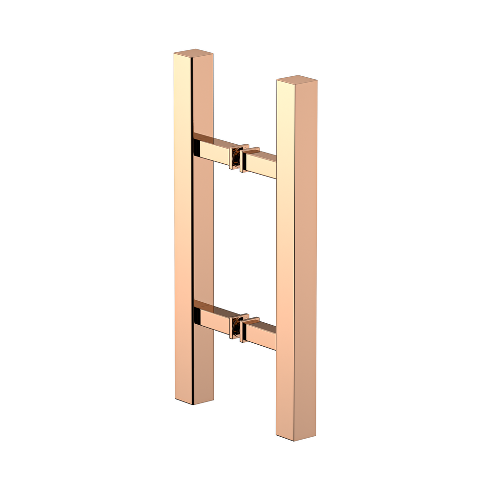 Square Double Pull Door Handle Ladder Style 310mm Polished Rose Gold