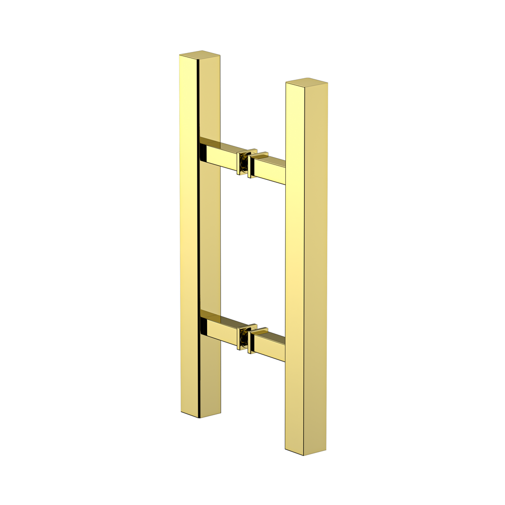 Square Double Pull Door Handle Ladder Style 210mm Polished Gold
