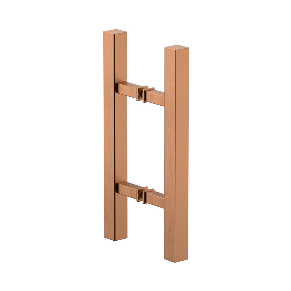 Square Double Pull Door Handle Ladder Style 210mm Brushed Rose Gold