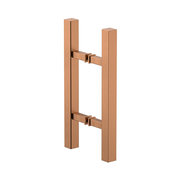 Square Double Pull Door Handle Ladder Style 210mm Brushed Rose Gold
