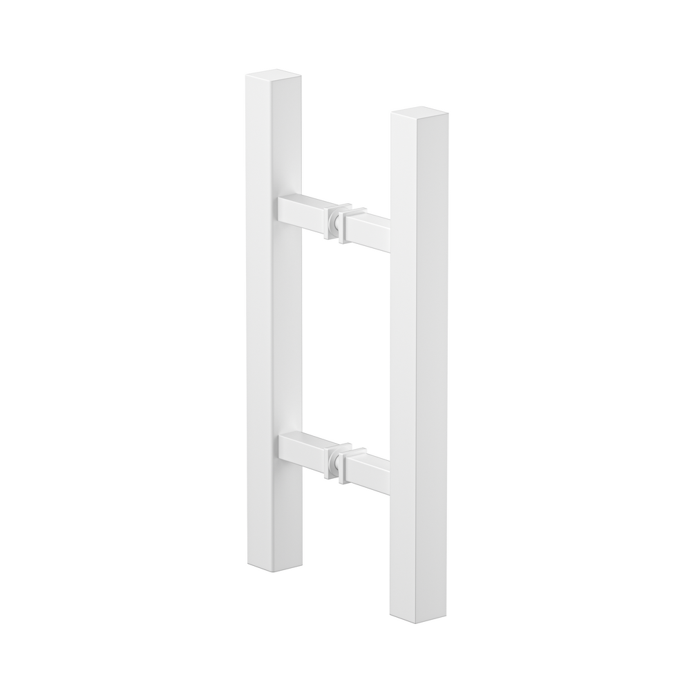Square Double Pull Door Handle Ladder Style 210mm White