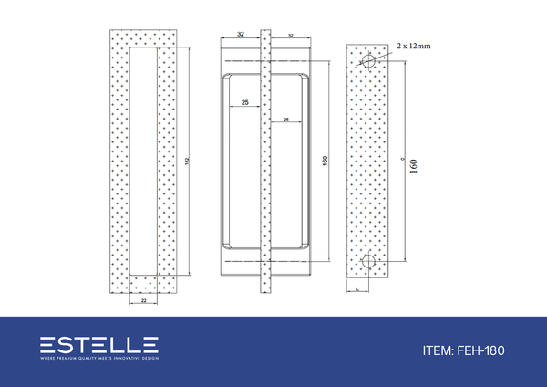 Square Double Pull Shower Handle Polished Chrome