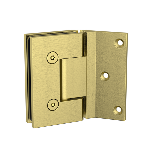 Boston Heavy Duty Wall to Glass Hinges with 135 Degree Type Mounting Plate - Brushed Brass