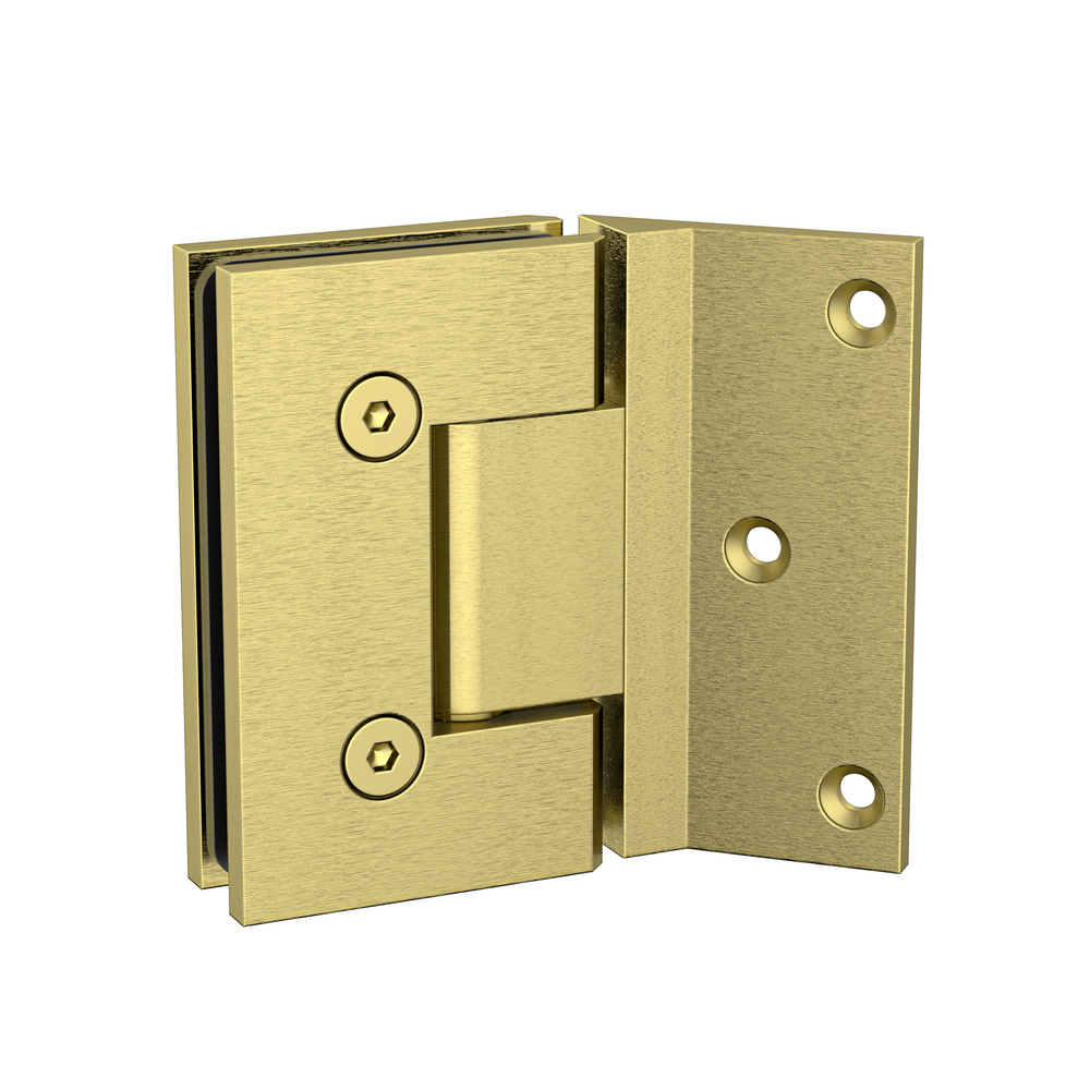 Boston Wall to Glass Hinge with 135 Degree Type Mounting Plate - Raw Brushed Brass