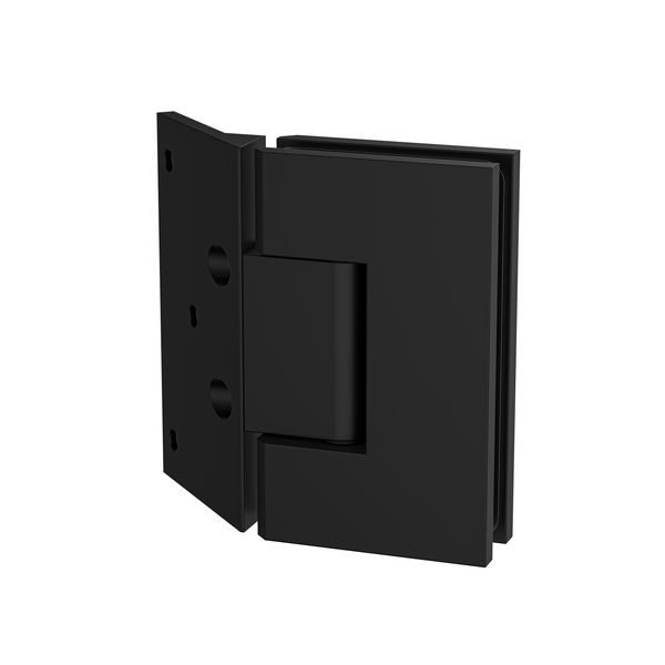 Boston Heavy Duty Wall to Glass Hinges with 135 Degree Type Mounting Plate - Matte Black