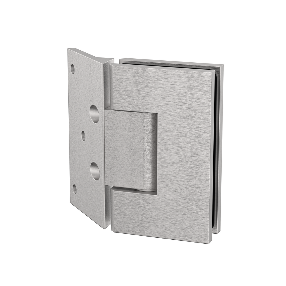 Boston Heavy Duty Wall to Glass Hinges with 135 Degree Type Mounting Plate - Satin Nickel