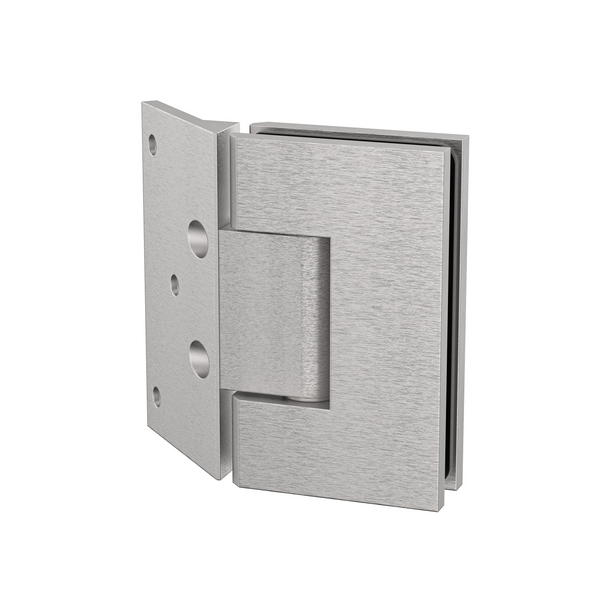 Boston Heavy Duty Wall to Glass Hinges with 135 Degree Type Mounting Plate - Satin Nickel