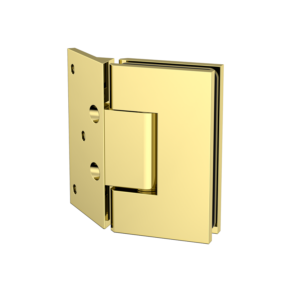 Boston Heavy Duty Wall to Glass Hinges with 135 Degree Type Mounting Plate - Polished Gold