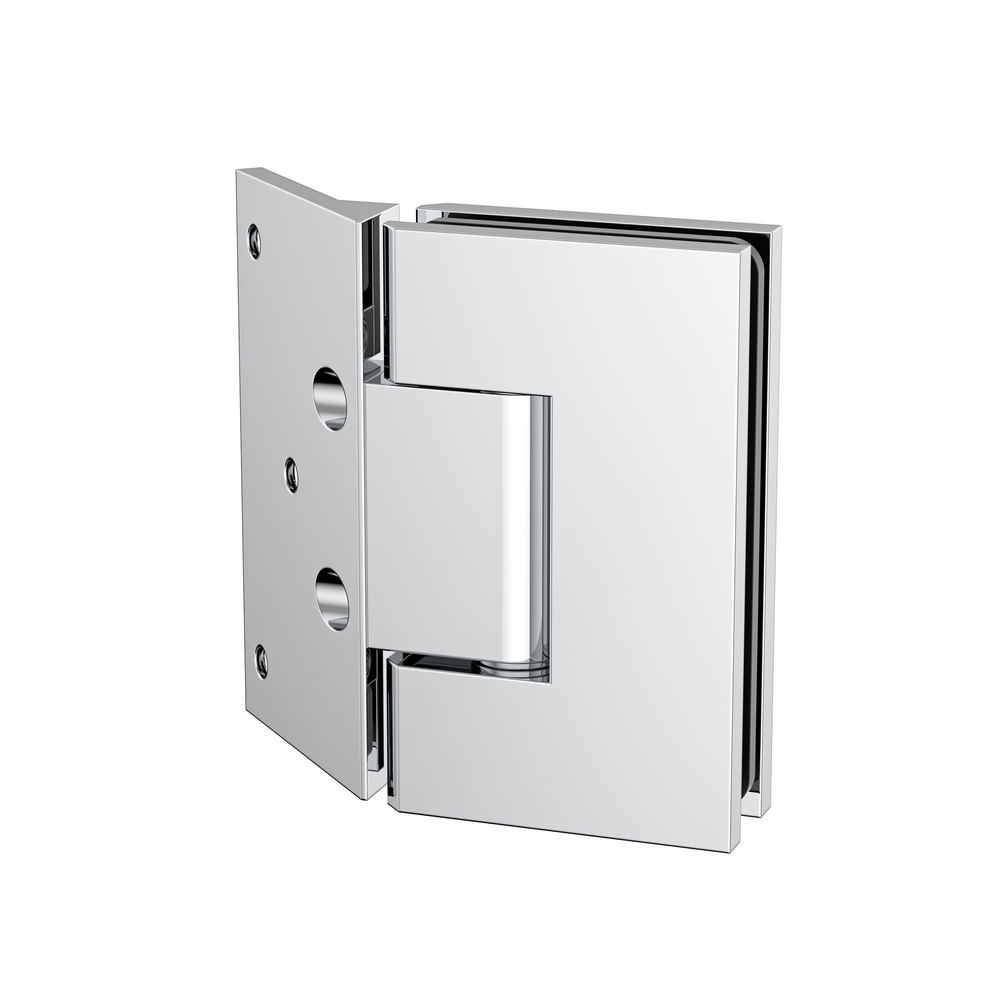 Boston Heavy Duty Wall to Glass Hinges with 135 Degree Type Mounting Plate - Polished Chrome
