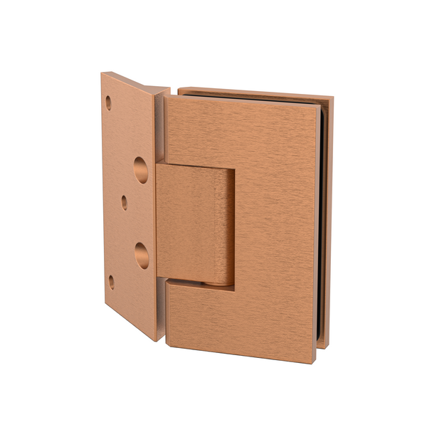 Boston Heavy Duty Wall to Glass Hinges with 135 Degree Type Mounting Plate - Brushed Rose Gold
