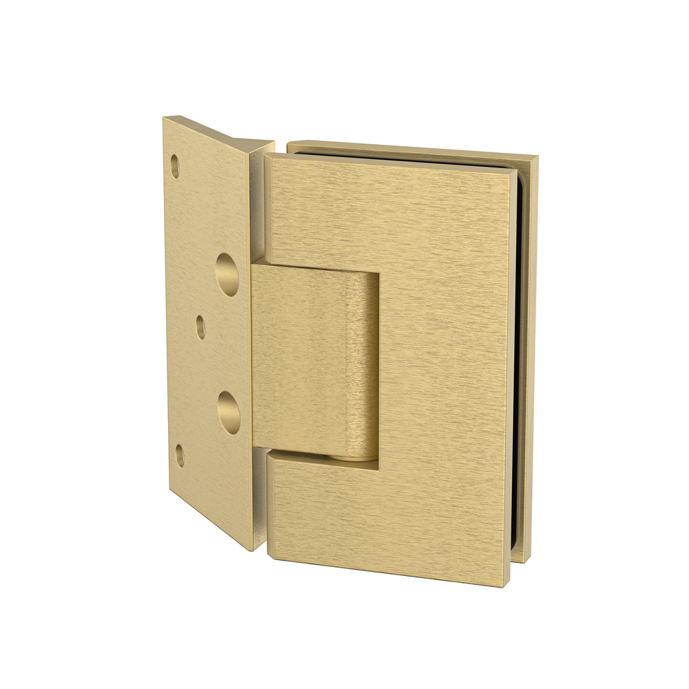 Boston Wall to Glass Hinge with 135 Degree Type Mounting Plate -Soft Gold Brushed