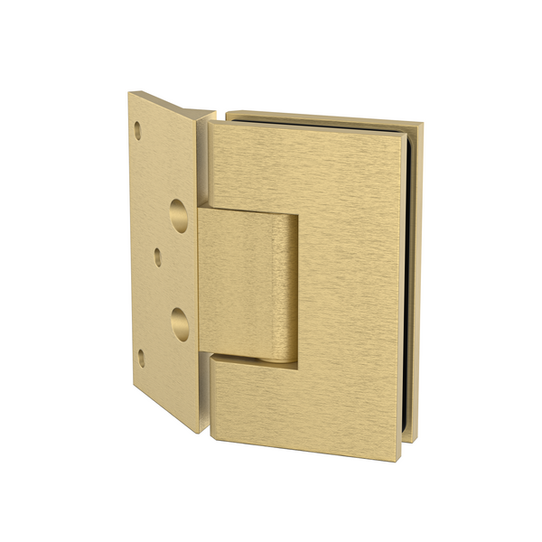 Boston Wall to Glass Hinge with 135 Degree Type Mounting Plate -Soft Gold Brushed