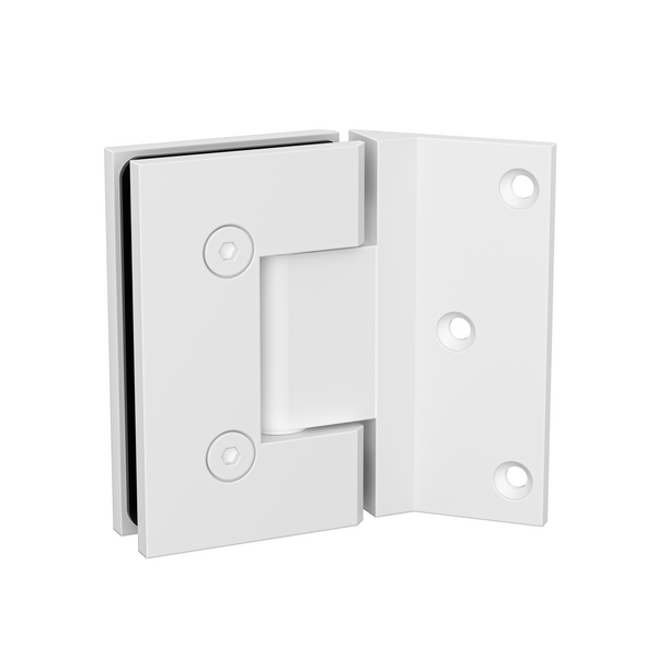 Boston Heavy Duty Wall to Glass Hinges with 135 Degree Type Mounting Plate -White