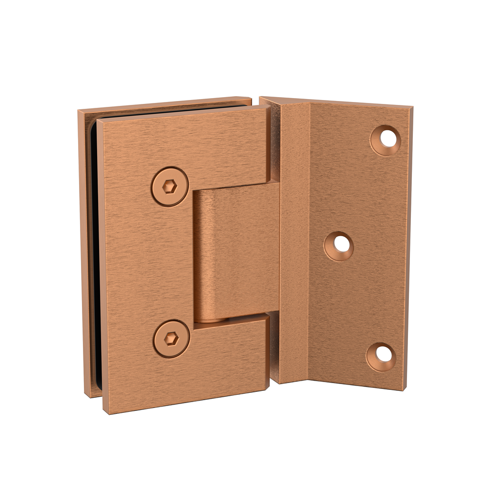 Boston Wall to Glass Hinges with 135 Degree Type Mounting Plate - Brushed Rose Gold