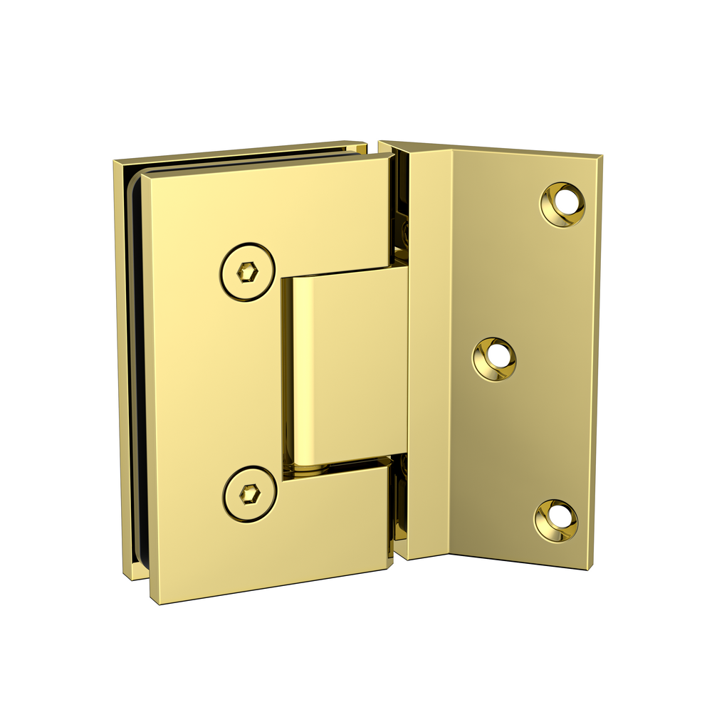 Boston Wall to Glass Hinges with 135 Degree Type Mounting Plate - Polished Gold