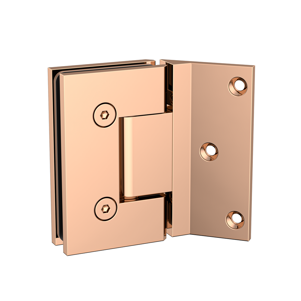 Boston Wall to Glass Hinges with 135 Degree Type Mounting Plate - Polished Rose Gold