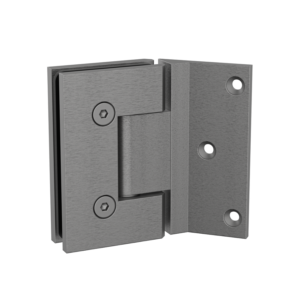Boston Wall to Glass Hinges with 135 Degree Type Mounting Plate -Brushed Gun Metal