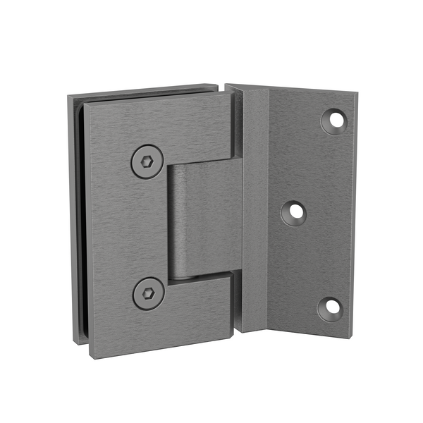 Boston Wall to Glass Hinges with 135 Degree Type Mounting Plate -Brushed Gun Metal