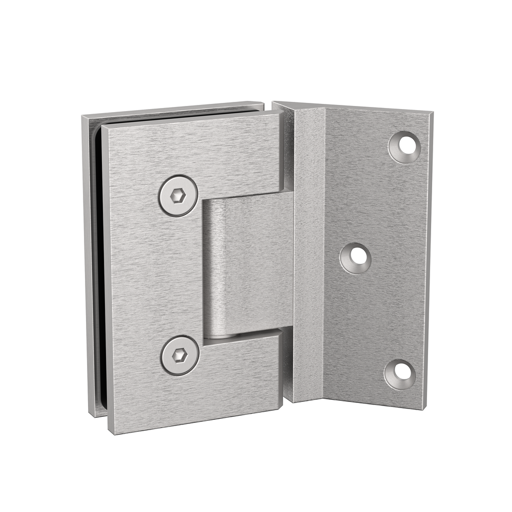 Boston Wall to Glass Hinges with 135 Degree Type Mounting Plate - Satin Nickel