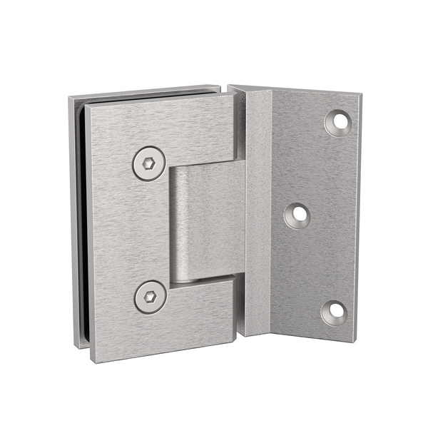 Boston Wall to 6-8mm Glass Hinge with 135 Degree Type Mounting Plate - Satin Nickel