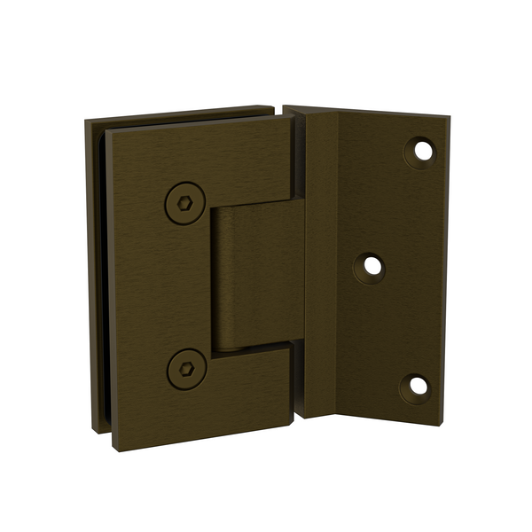 Boston Heavy Duty LARGE Wall to Glass Hinges with 135 Degree Type Mounting Plate-Antique Brass