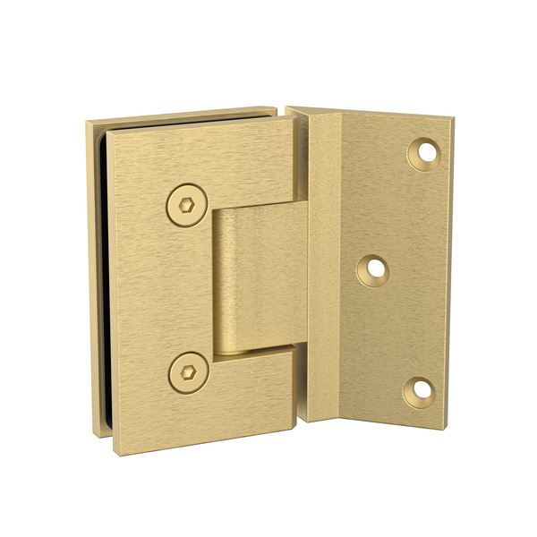 Boston Wall to Glass Hinge with 135 Degree Type Mounting Plate -Soft Gold Brushed