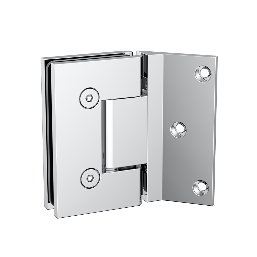 Boston Wall to Glass Hinges with 135 Degree Type Mounting Plate - Polished Chrome