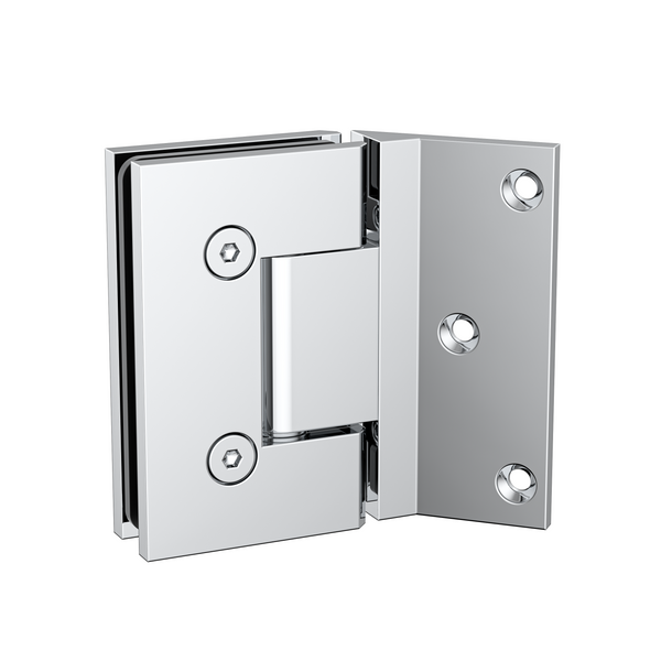 Boston Heavy Duty Wall to Glass Hinges with 135 Degree Type Mounting Plate - Polished Chrome