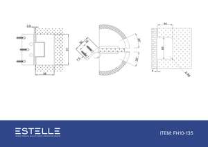 Boston Heavy Duty Wall to Glass Hinges with 135 Degree Type Mounting Plate - Polished Chrome