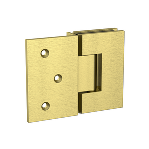 Boston Wall to Glass Hinge with 180 Degree Type Mounting Plate - Raw Brushed Brass