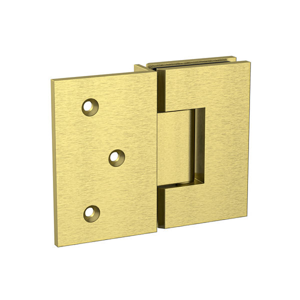Boston Wall to Glass Hinge with 180 Degree Type Mounting Plate - Brushed Brass
