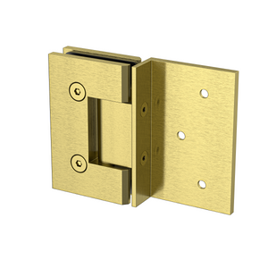 Boston Wall to Glass Hinge with 180 Degree Type Mounting Plate - Brushed Brass