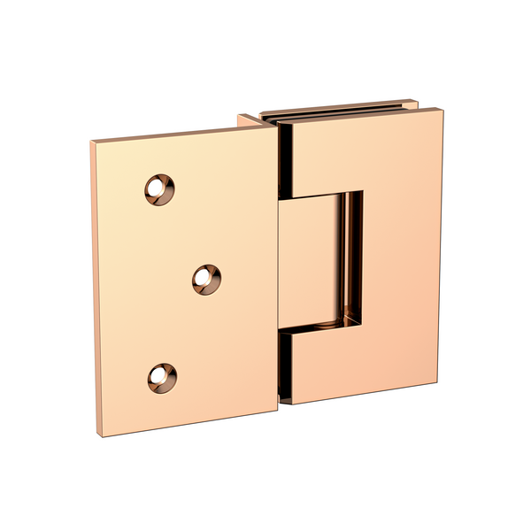 Boston Wall to Glass Hinge with 180 Degree Type Mounting Plate - Polished Rose Gold