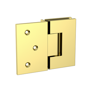 Boston Wall to Glass Hinge with 180 Degree Type Mounting Plate - Polished Gold